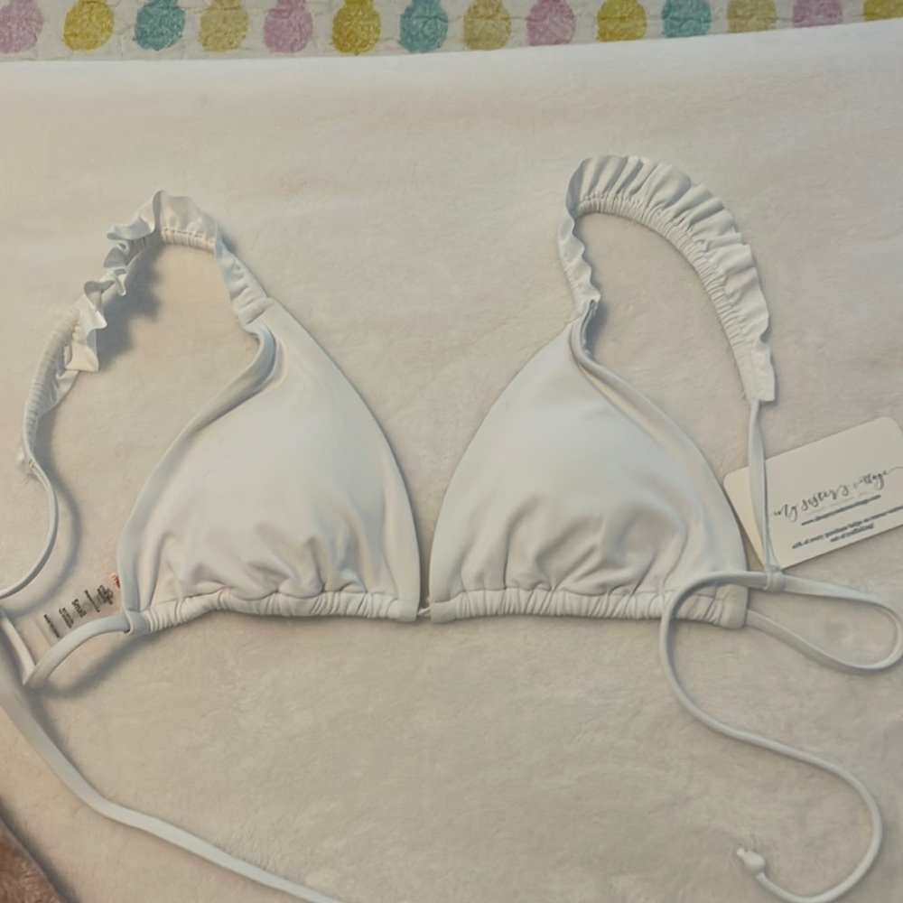 White ruffle bikini top
